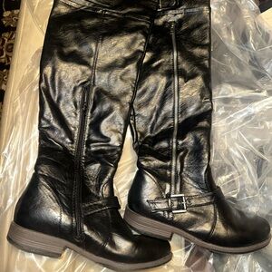 Black Leather Knee-High Boots